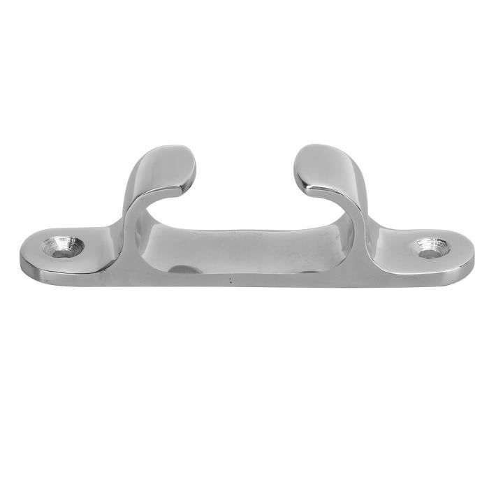 QWORK Taquet D'Amarrage 150 Mm En Inox 316 Marine – Ultra Résistant à L'Eau Salée, UV Et Corrosion – Fixation Plate 2 Trous Pour Cordages, Mâts De Drapeau, Bateaux