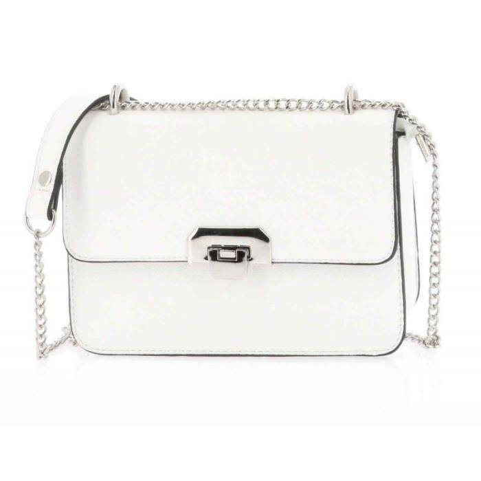 Flora Co Paris Petit Sac Bandoulière Chaîne Argentée Femme Pu Cuir Rigide Blanc Achat