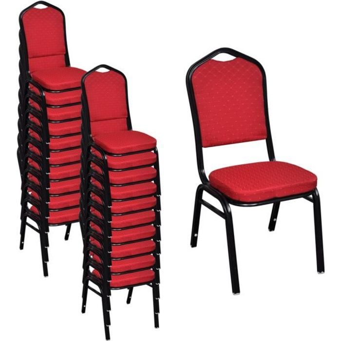 2 Chaises Pliantes Rembourrées Rouge - Cadre Métal Blanc - Pour Bureau, Salle à Manger, événements - Faciles à Ranger