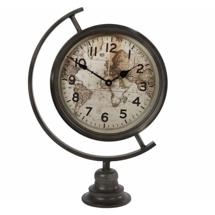 Grande Horloge sur Pied à Poser en Fer Patiné Gris Noir avec Vitre en — free download