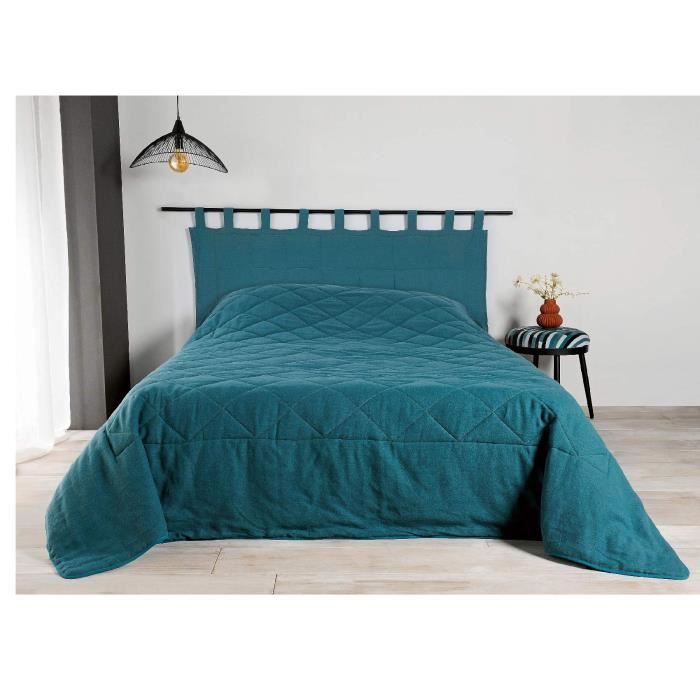 tête de lit à pattes en 100% lin bleu foncé 160x70 cm
