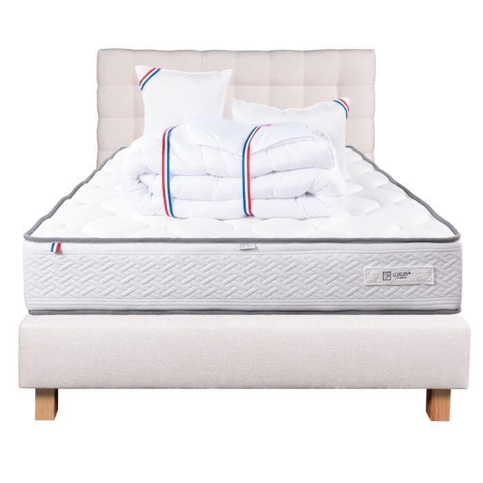 Ensemble Luxury Literie Matelas Iris 160x200 cm - LUXURY LITERIE - Mémoire de forme - Beige Ensemble Luxury Literie Matelas Iris 160x200 cm - LUXURY LITERIE - Mémoire de forme - Beige