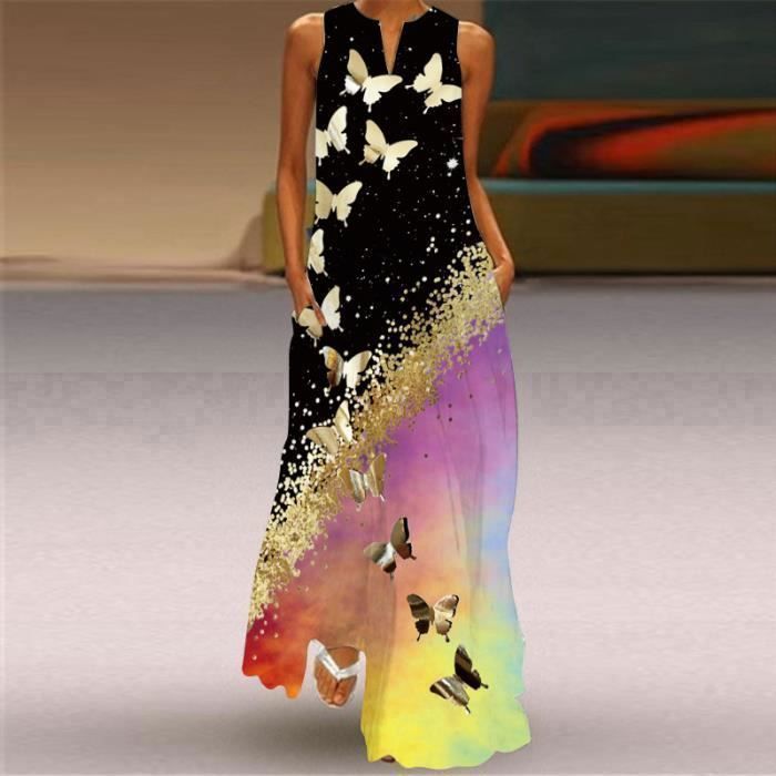 Robe Femme Été Décontracté Imprimé Col Rond