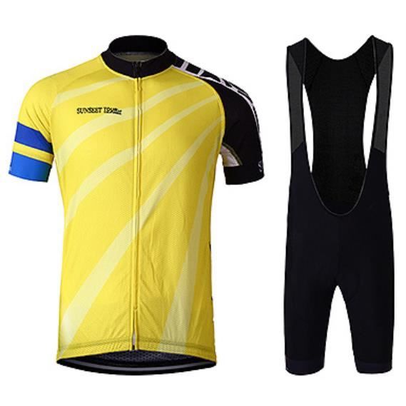 L PATTERN Ensemble Cyclisme Enfant - Maillot Manches Courtes + Cuissard VTT 2 Pièces