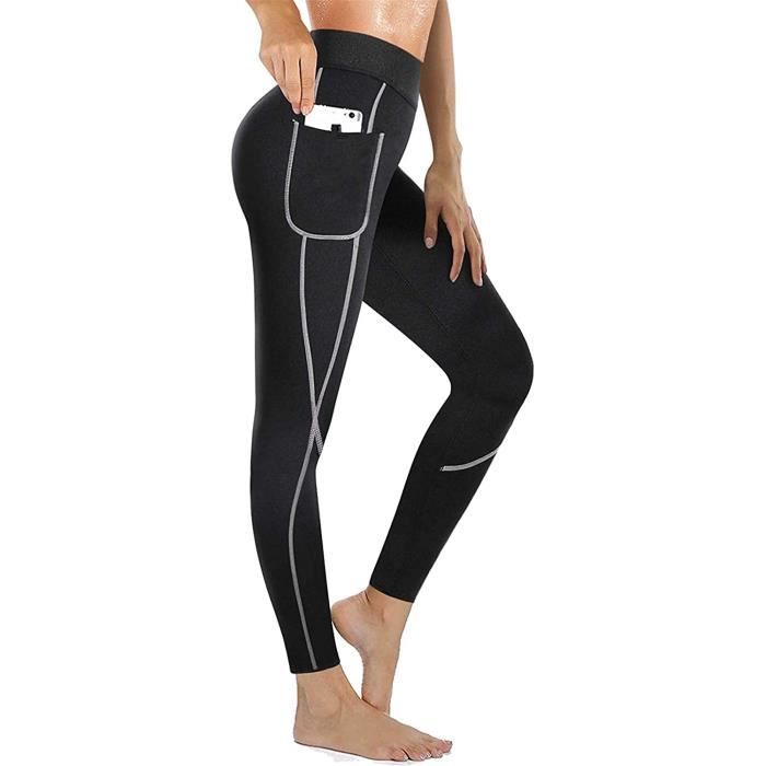 legging de sudation femme - néoprène - fitness sport gym yoga - noir - respirant - taille m