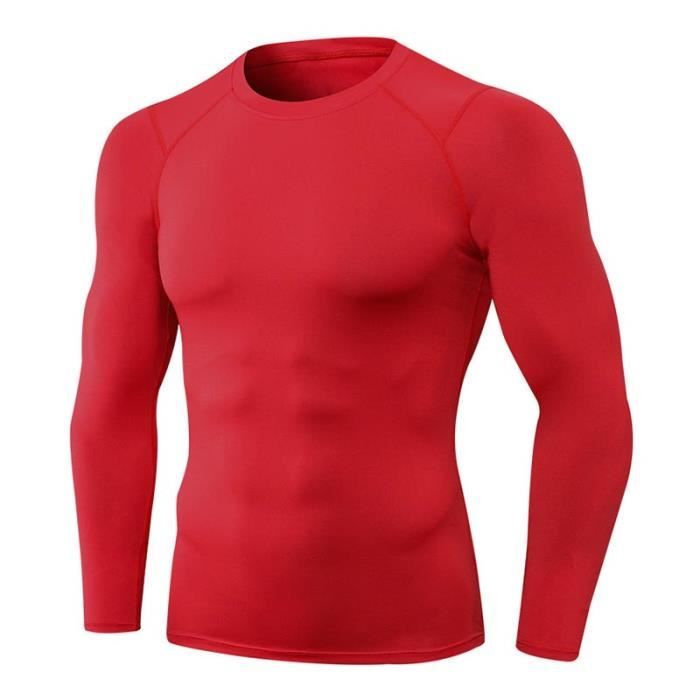 T-shirt de Compression Homme ZEWOW - Manches Longues - Rouge - Fitness  Running Séchage Rapide Rouge - Cdiscount Sport