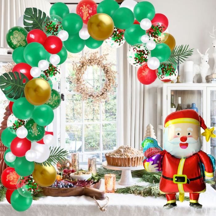 Noël Ballon Kit,23 Pièces Ballons de Noël Set,Joyeux Noël Bannière,Ballons Fête de Noël,Ballons Latex Noël en Rouge et Vert,pour la Décoration de Fête de Noël 
