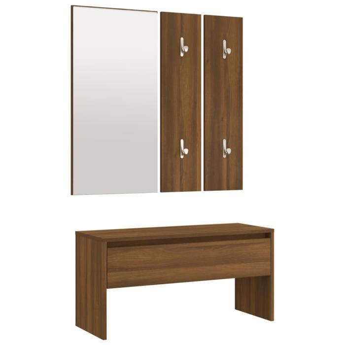 omabeta bancs coffres - ensemble de meubles de couloir chêne marron bois d'ingénierie - meubles haut de gamme - m17778