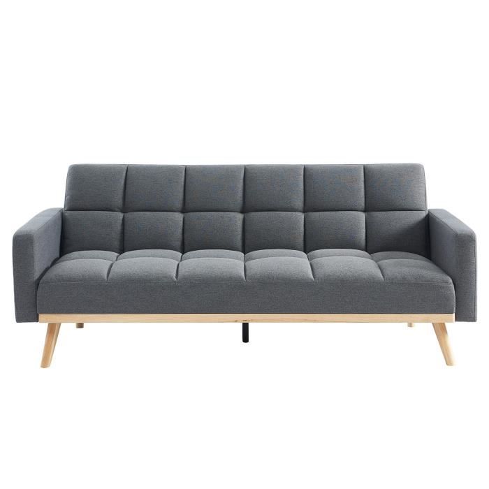 canapé convertible 3 places adona - price factory - gris clair - style scandinave moderne - couchage occasionnel