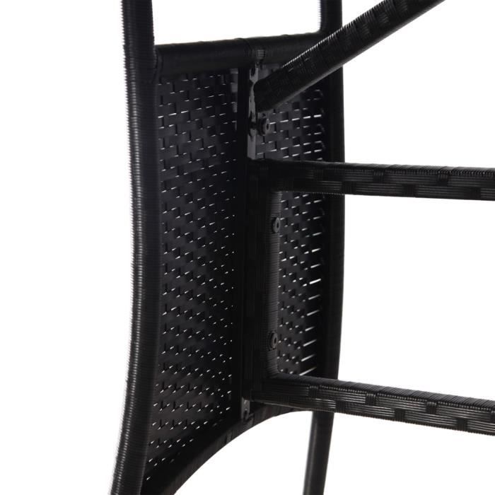 résine tressée table de jardin - pwshymi - style industriel - noir - résine tressée et cadre en acier - 170x80x74cm(lxixh)
