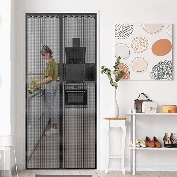 Moustiquaire Porte Fenêtre Magnétique, Auto-AdhéSif En Maille Chiffrement Moustiquaire, Anti Moustique Rideau Aimantée Fermeture Automatique, Sans Perçage, Pour Portes Fenêtres
