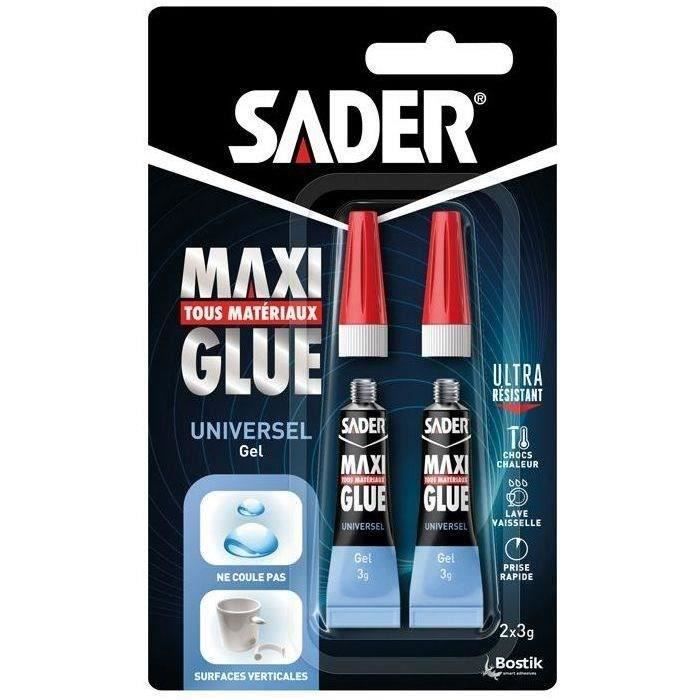 Colle Maxiglue Universel Gel SADER Transparent Ultra puissante et résistante Prise maxi rapide en 10