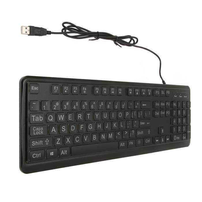 SALALIS clavier rétroéclairé Clavier à gros caractères avec grandes lettres en gras, 104 touches