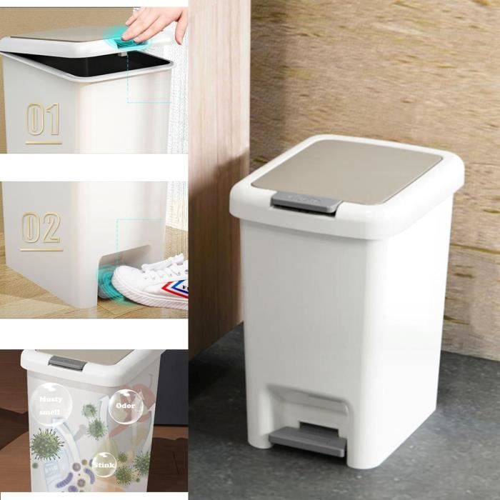 Poubelle Keeeper, avec pédale, 11 L, blanc, Tjark