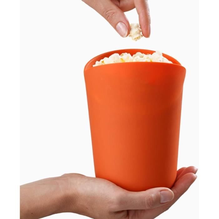 Bol Pop-Corn Micro-Ondes Silicone Pliable – Machine à Popcorn Maison Sans Huile – Avec Couvercle Anti-Éclaboussures – Réutilisable