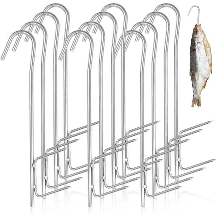 12 Crochets à Fumoir En Inox Erzekrim - 21cm Pour Viande, Poisson Et Saucisses