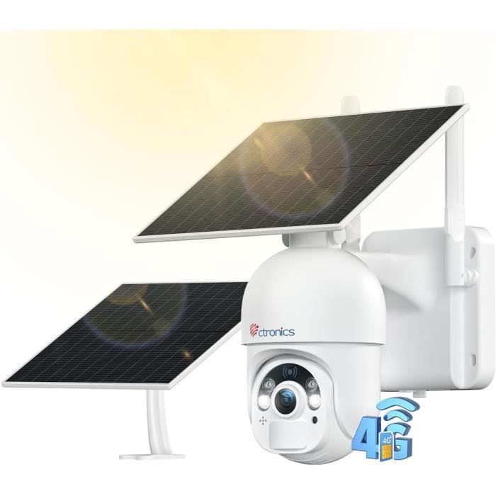 Caméra Surveillance 4G Jennov Extérieure - Solaire, 2K HD, PTZ 360°, Vision Nuit Couleur, Détection PIR