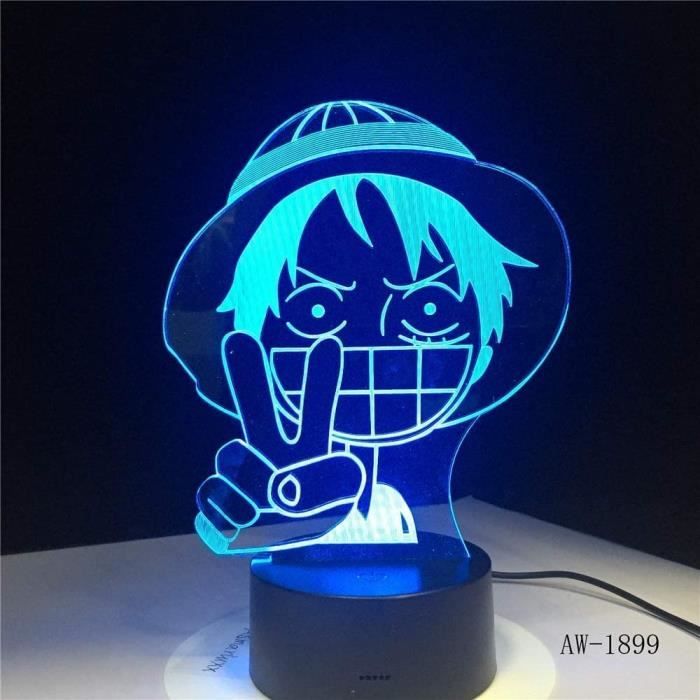 3d Led Luffy Night Light 7 Couleurs Changer Creative One Piece Lampe De Bureau Chambre Atmosphere Anime Decor Luminaires Cdiscount Maison
