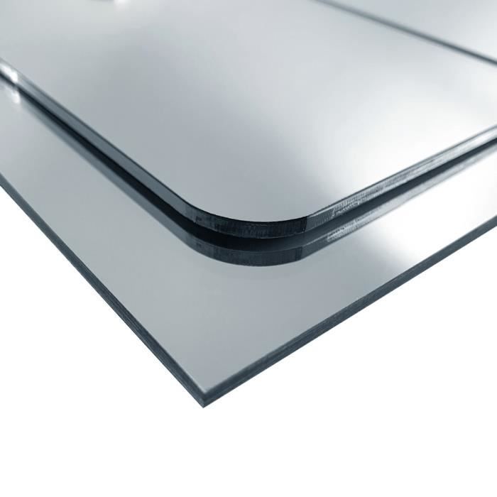Plaque Plexigglas miroir 3 mm 900 x 700 mm Bords Arrondis