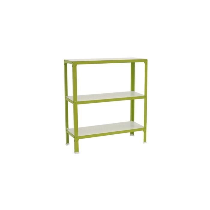 Étagère métallique 3 niveaux - HOMECLICK - WOOD COLOR MINI - 900 x 800 x 300 mm - Vert - Blanc