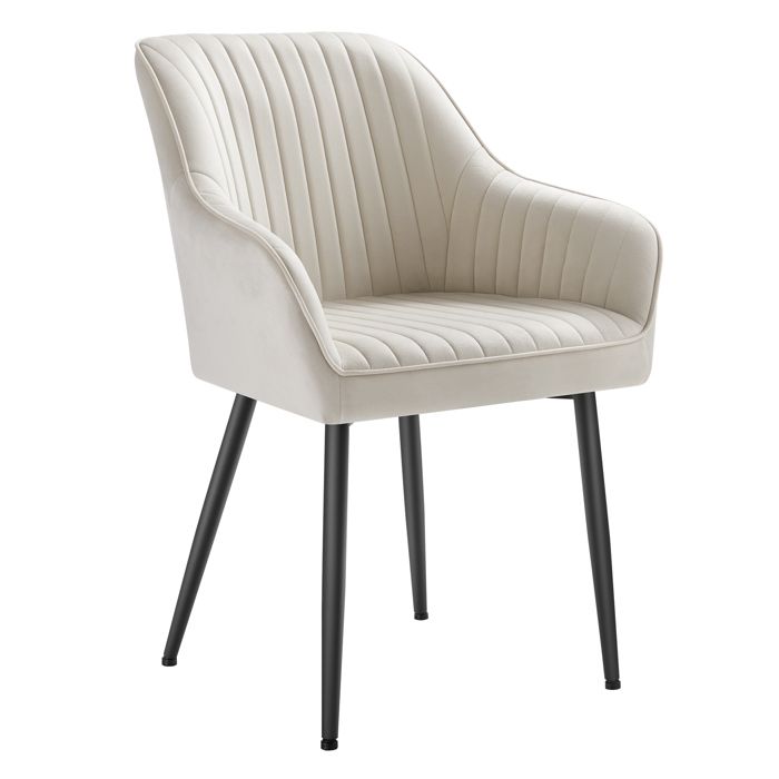 Chaise Salle à Manger - SONGMICS - Rembourrée en Velours - Blanc