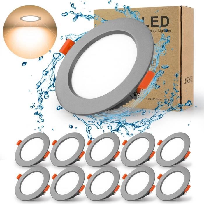 10 Pack Spot Led Encastrable Noir Extra Plat IP44 LED Spot Salle de Bain,5W 500LM Equivalent 50W