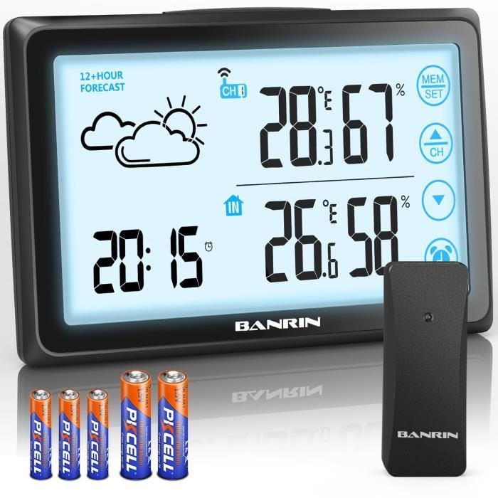 Station Météo Intérieur/Extérieur Sans Fil – Design Bambou Naturel