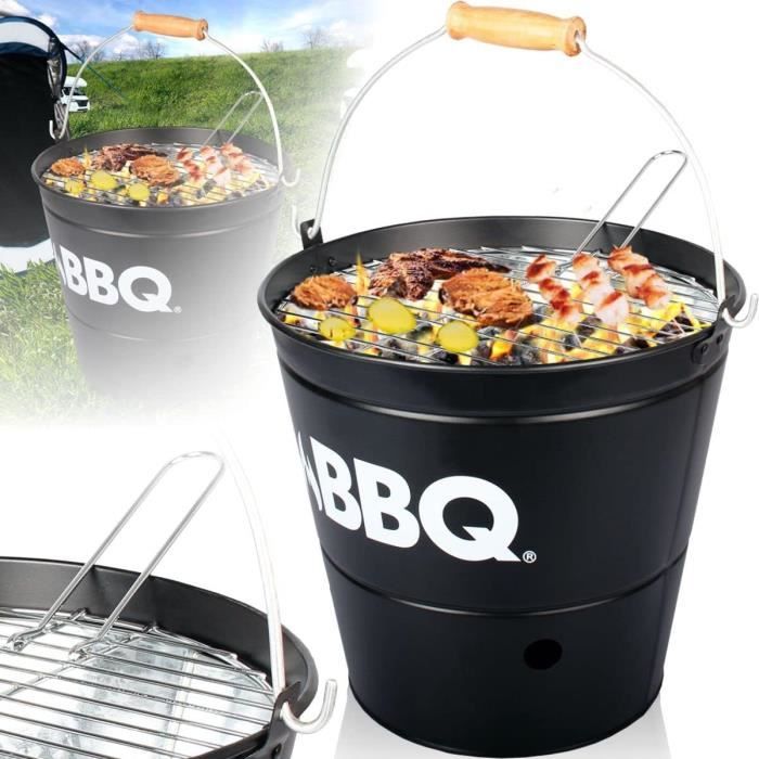 Seau à barbecue avec 2 poignées, cuisine extérieur, bbq pour fête 34,5