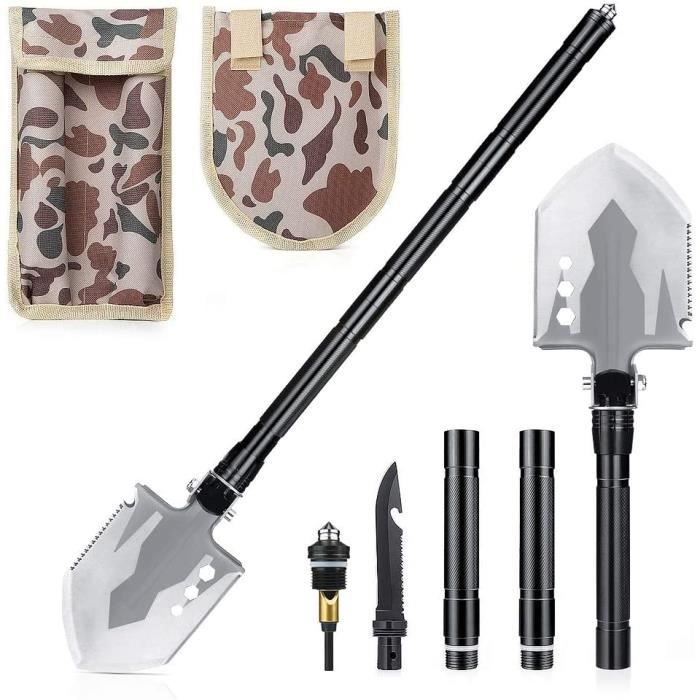 Pelle De Survie Pliante Multifonction (type Hache) – Acier Inox – Noir – Neuf