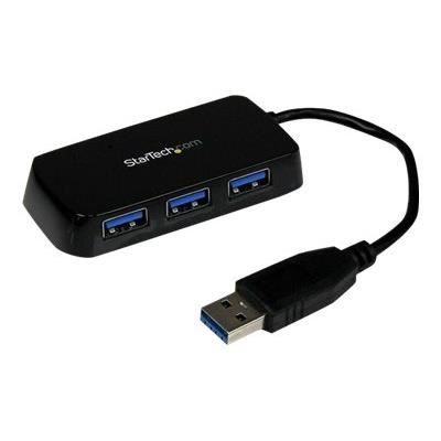 Hub USB 3.0 à 4 ports avec câble intégré - Noir - Mini Hub USB portable - Concentrareur USB3 - ST4300MINU3B