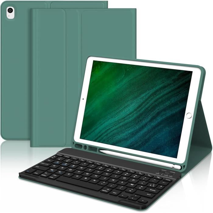 Étui avec clavier pour iPad 9e 8e 7e génération Air 3 Pro 10,5 - Magnétique amovible avec clavier couleur Bluetooth - Avec porte-crayon (violet