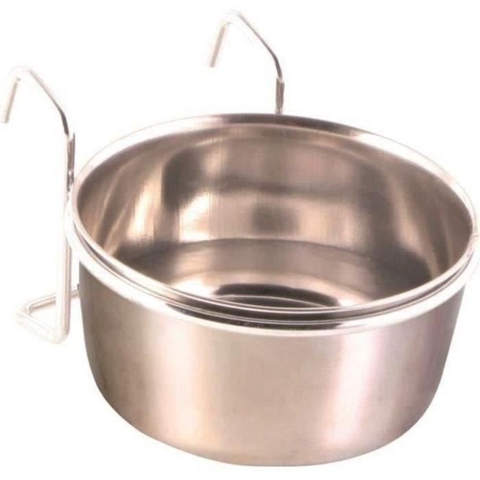 Écuelle suspendue pour oiseaux - TRIXIE - 300 ml - Acier inoxydable - Support chromé - À suspendre - Ø9 cm