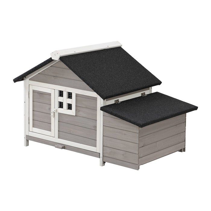 Comparer les prix de Poulailler en bois avec pondoir - 2 poules - L. 106 x P. 64 x H.71 cm - Blanc et gris - ANSER