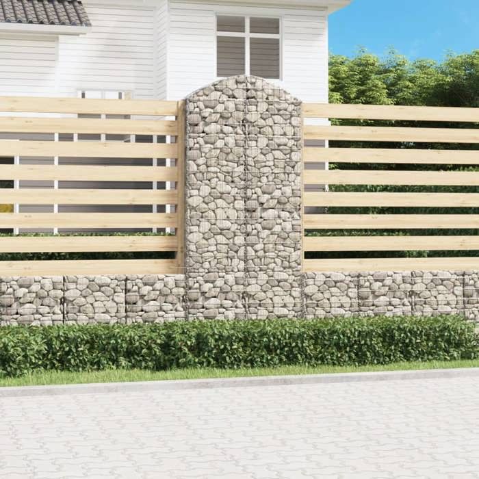 vidaXL Panier de Gabions Arqué Cage à Gabion Mur de Gabion Panier à Pierre Gabion pour Pierre Jardin Patio Extérieur 153431