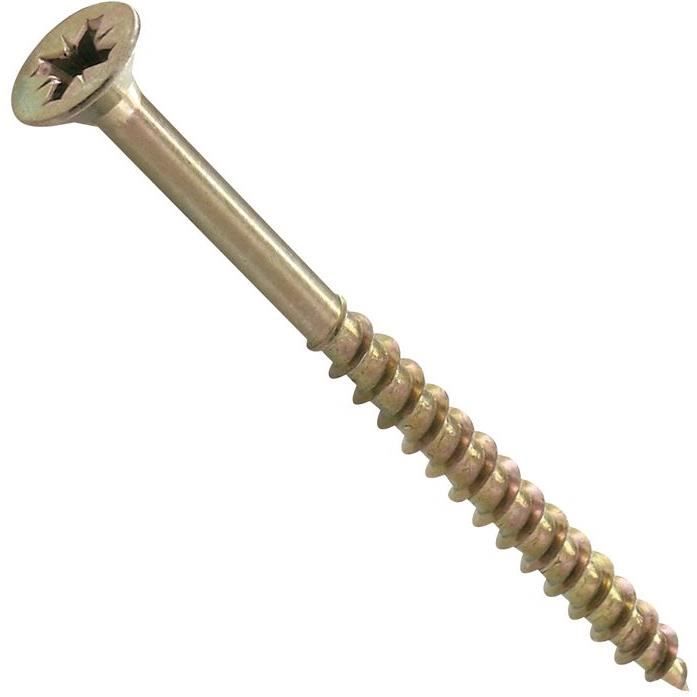 Vis à bois et agglo Pozidriv tête fraisée acier bichromaté - 6 x 60 mm - lot de 100