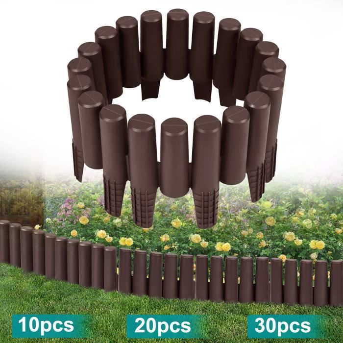 Bordure De Pelouse Aspect Bois - 5,6 M - En Polypropylène, Marron - Pour Délimiter Parterres, Allées - 8