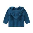 MINTGREEN Manteau Tricot Bébé Garçon Chaud Vêtement Manches Longues Chandail Capuche Hauts Cardigan Bleu-1