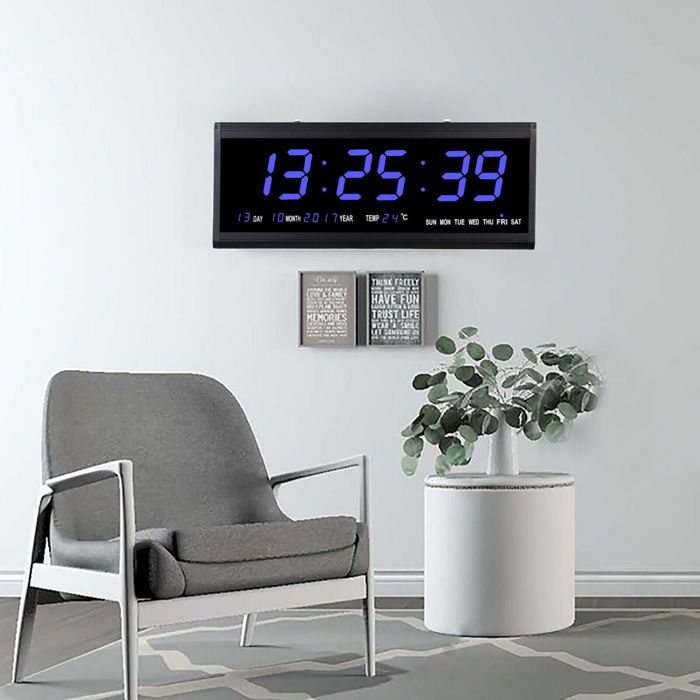 Horloge Murale Numérique LED Multifonction Avec Température - Blanc - Affichage Date & Heure