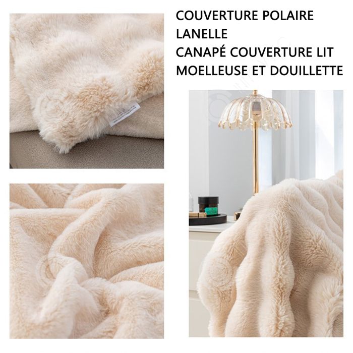 Couverture Douillette En Flanelle Beige - 70 X 100 Cm | Légère, Douce Pour La Peau - Pour Canapé, Lit, Voyage