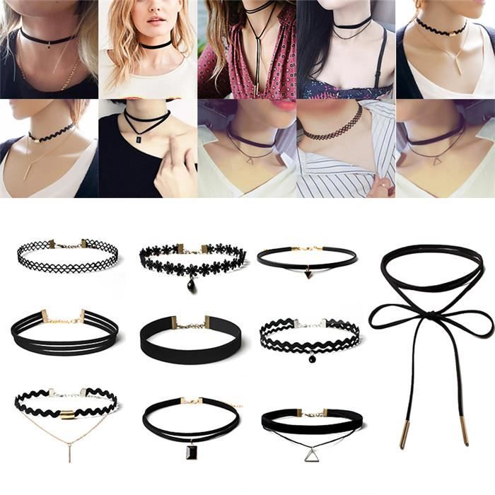 Collier Ras De Cou Fantaisie Noir Et Argenté - Bijou Habillé Neuf Avec étiquettes