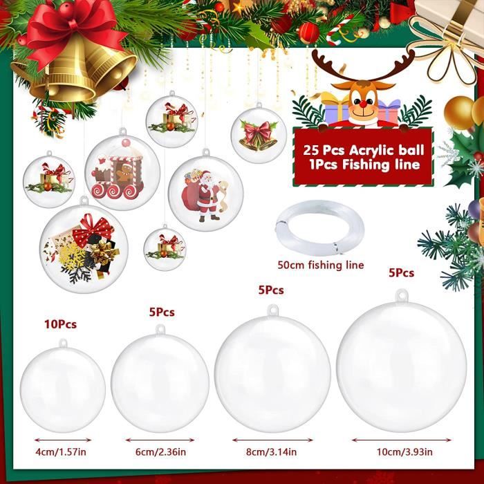 50 Pcs Boules De Noël Rondes Feuille Acrylique Transparent Avec Ruban,  Boules Plates Pour Travaux Manuels, Noël Disques Acry[u20] - Cdiscount  Maison