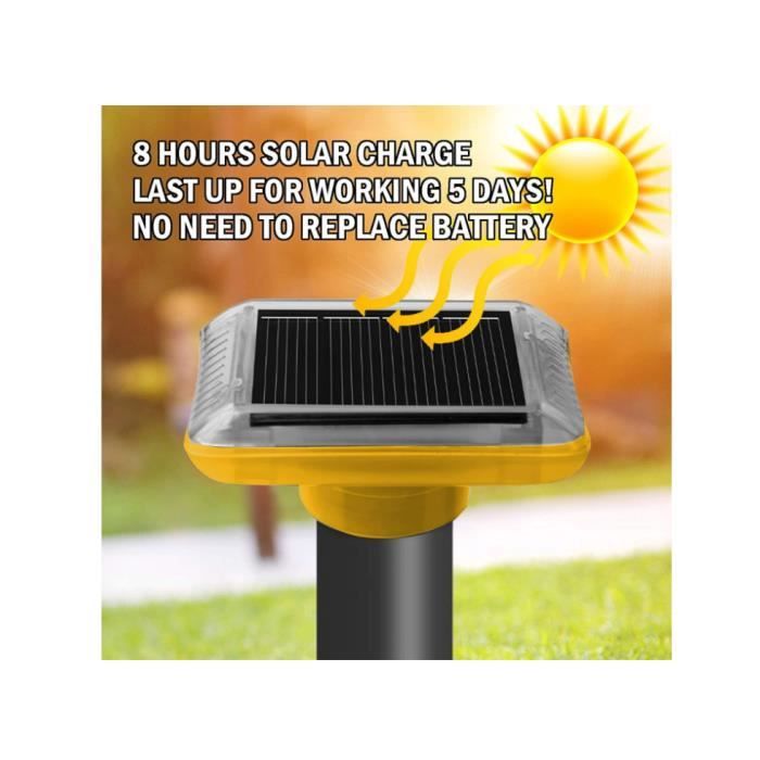 Répulsif à taupe à ultrasons à énergie solaire 2 Pack, répulsif solaire  pour souris extérieur, répulsifs à taupes à énergie solaire pour taupes,  campagnols, serpents ou autres rongeurs