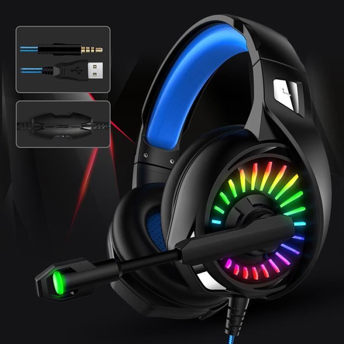 Casque Gaming PS4/PC Ultra Léger, Stéréo, LED, Anti-bruit, Jack 3.5mm Et USB, Modèle GM-3