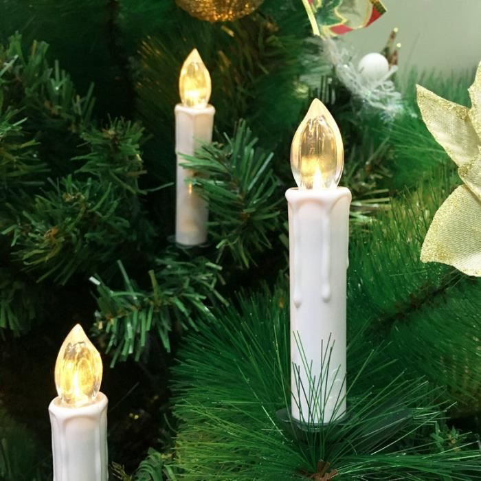 Guirlande Lumineuse de Noël avec 20 Bougies Crèmes LED Blanc Chaud à Pince  pour Sapin