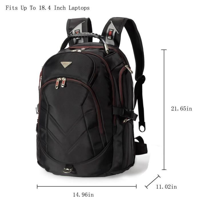 Sac à Dos Ordinateur Portable 18,4 50L Housse Imperméable Laptop Backpack  Rucksack Anti-choc Unisexe Femme Homme