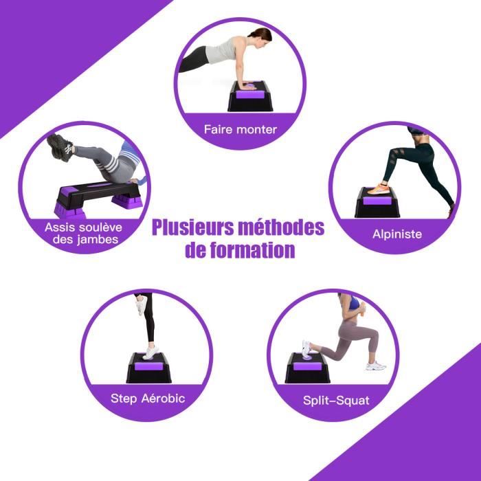 HOMCOM Stepper Aerobic Fitness Hauteur Reglable 2 Niveaux Surface Antiderapante~a90 076bk