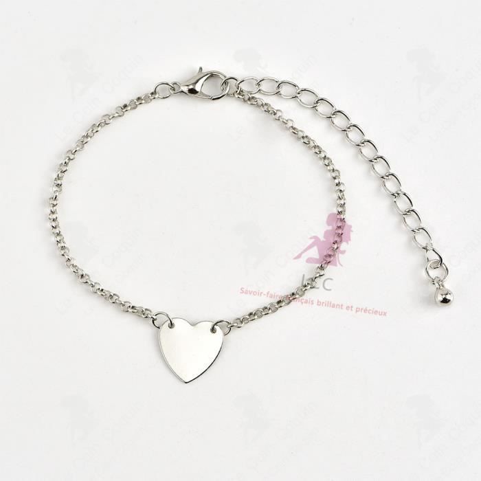 Bracelet Coeur Argent 925 Réglable - Cadeau Romantique Pour Femme, Maman Et Elle