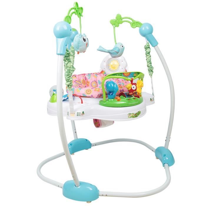 MENGDA Jumperoo Jungle trotteur bébé, Réglable,4 aires de jeu, rotation  360°, siège rembourré et lavable en machine, 6 mois et plus
