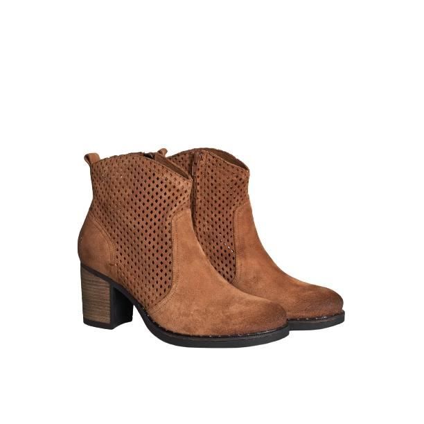Bottines en daim perfor es talon marron pour femme Salsa La