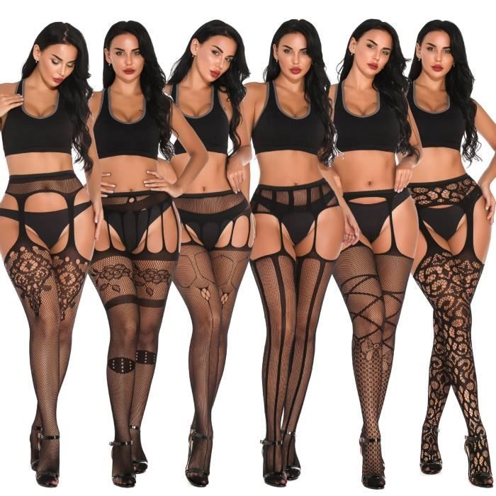 Collant Porte-Jarretelles Femme - Taille Haute, Transparent & Détachable - Pour Soirée, Lingerie Séduction - Taille Unique